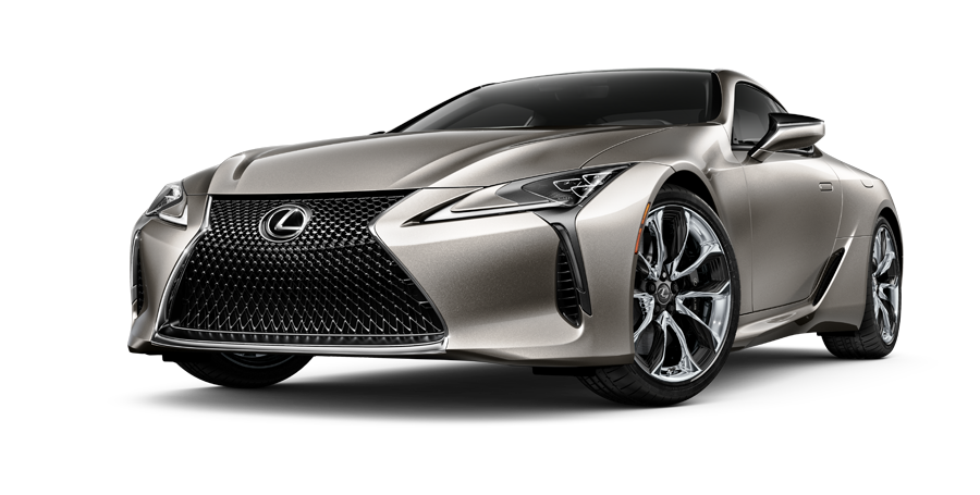 Exterior of the Lexus LC Hybrid shown in Atomic Silver on a coastal highway background | Lexus of Wilmington in Wilmington DE